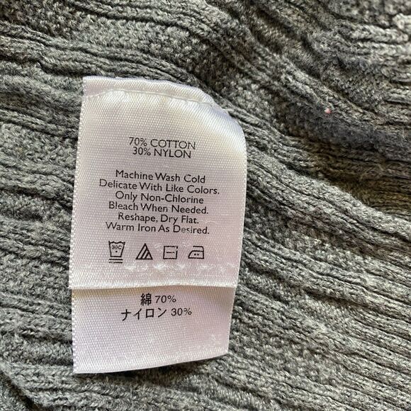 EDDIE BAUER M Y2K Gray Cable Knit V-Neck Long-Sleeve Sweater Bella Swan Preppy - Picture 12 of 16